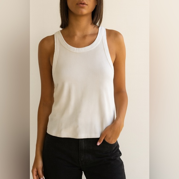 Gap White Ribbed Tank Top Size XXL - Picture 1 of 4
